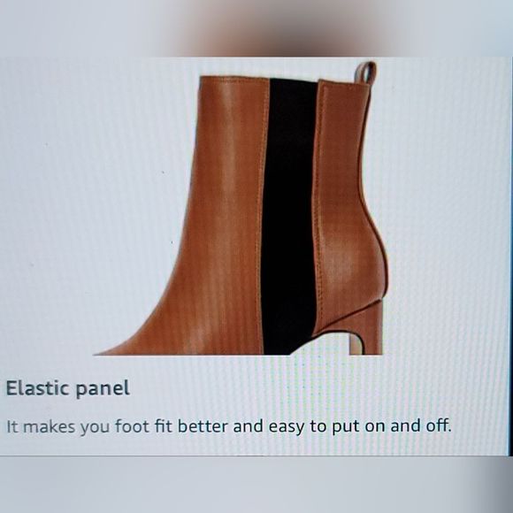 NIB PULL ON KHAKI CHELSEA BLOCK HEEL SOCK BOOTIE SIZE 7.5 ANKLE FAUX LEA… - Picture 9 of 15